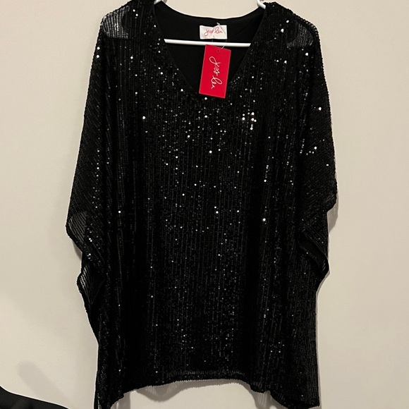 Jess Lea Tops - Elegant Black Sequin Blouse